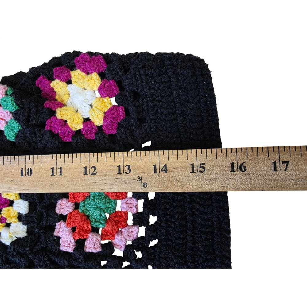 Wild Fable Black Crochet Granny Square Cropped Cardigan Sweater Small Boho - Picture 8 of 9